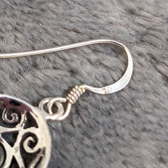 Vintage Sterling Silver & Lapis Lazuli Filigree Pierced Earrings - Picture 6 of 8